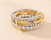 Mixed Tone Sterling Silver Interlocking Ring — photo 1