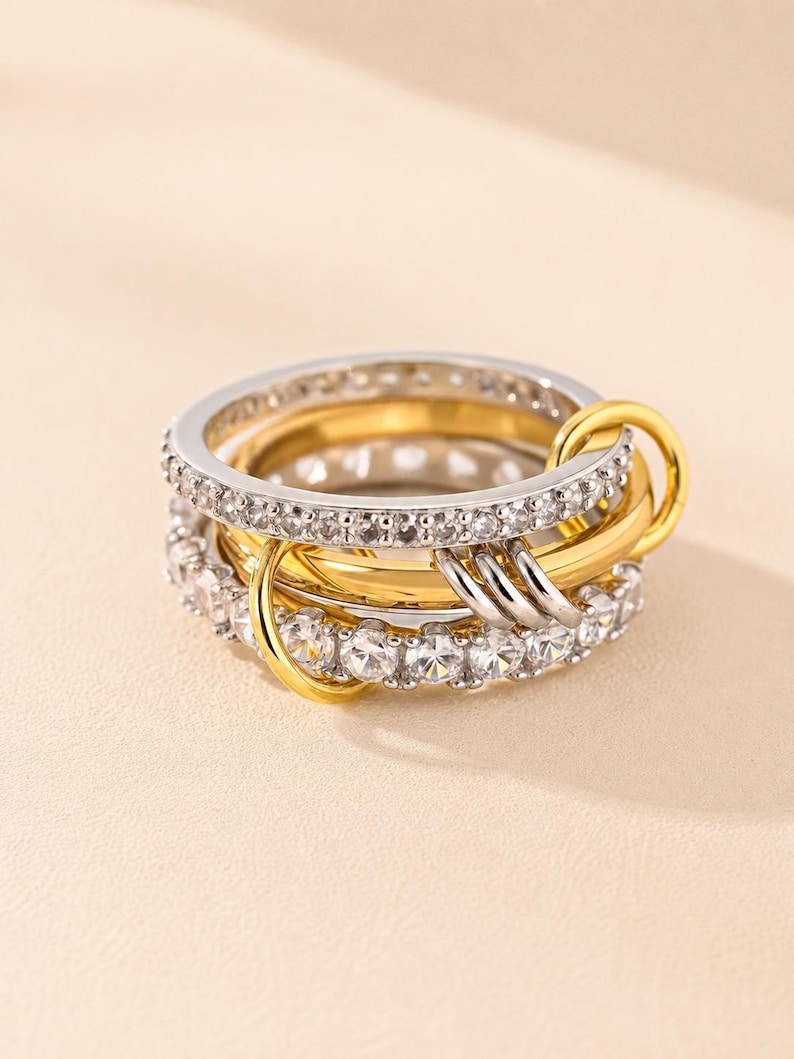 Mixed Tone Sterling Silver Interlocking Ring
