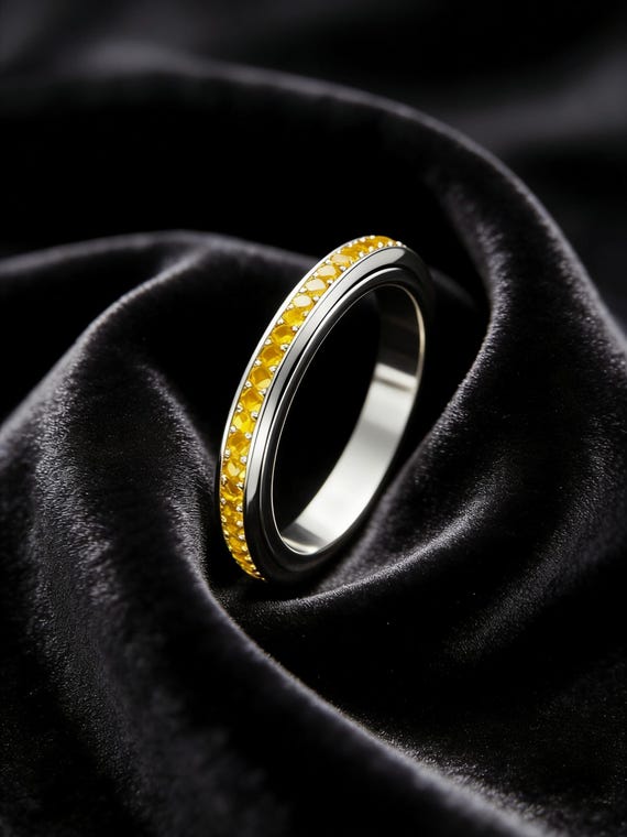 Yellow CZ Eternity Spinner Ring