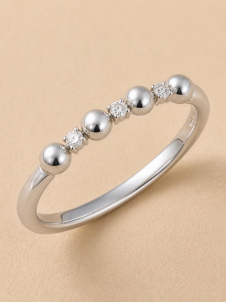 Rounded Dome Moissanite Tactile Fidget Ring for Women