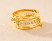Gold  Interlocking Triple Stackable Ring — photo 1