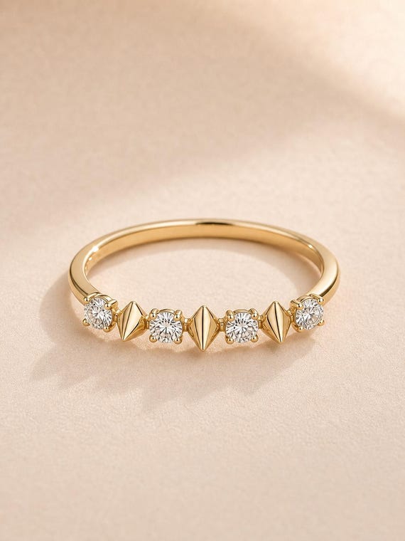 Diamond Spike Ring, Sterling Silver Fidget Ring