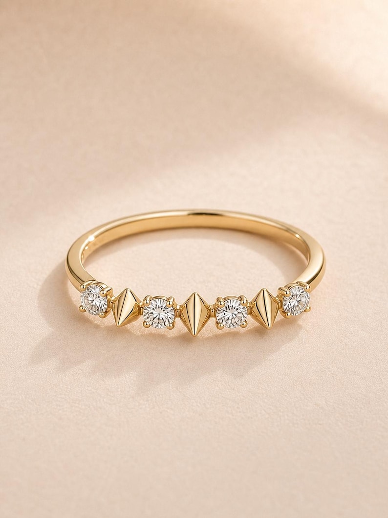 Diamond Spike Ring, Sterling Silver Fidget Ring