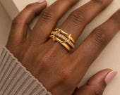 Gold  Interlocking Triple Stackable Ring — photo 7