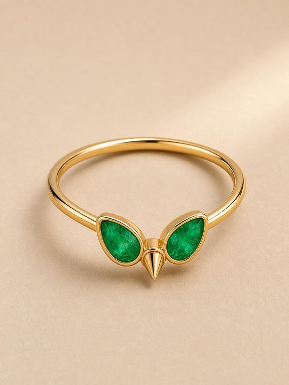 Emerald Spiky Fidget Ring for Women