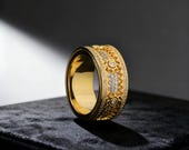 Gold Fidget Ring, CZ Spinner Ring — photo 6