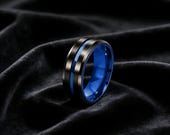 Black Blue Spinner Ring Men — photo 7
