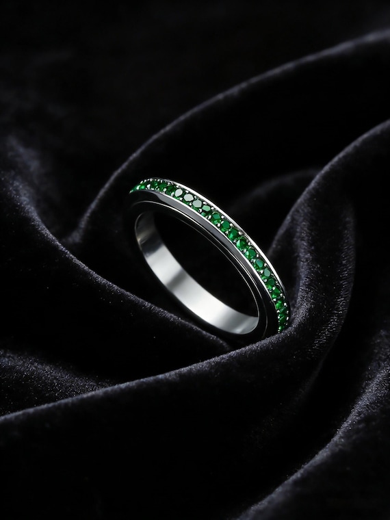 Emerald Spinner Ring Women