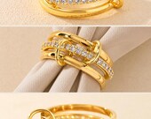 Gold  Interlocking Triple Stackable Ring — photo 6