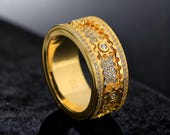 Gold Fidget Ring, CZ Spinner Ring — photo 1