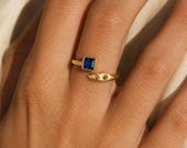 Blue CZ Spike Ring, Sterling Silver Fidget Ring — photo 2