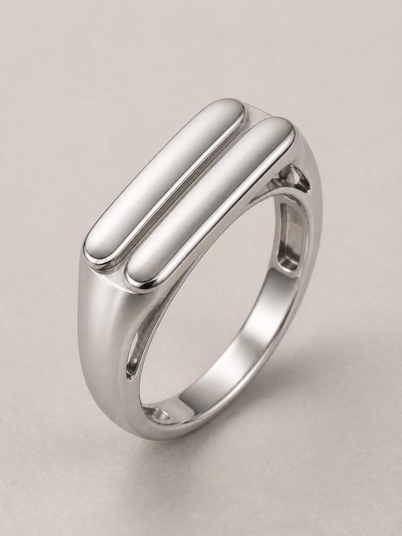 Minimal Double Bar Surface Tactile Ring