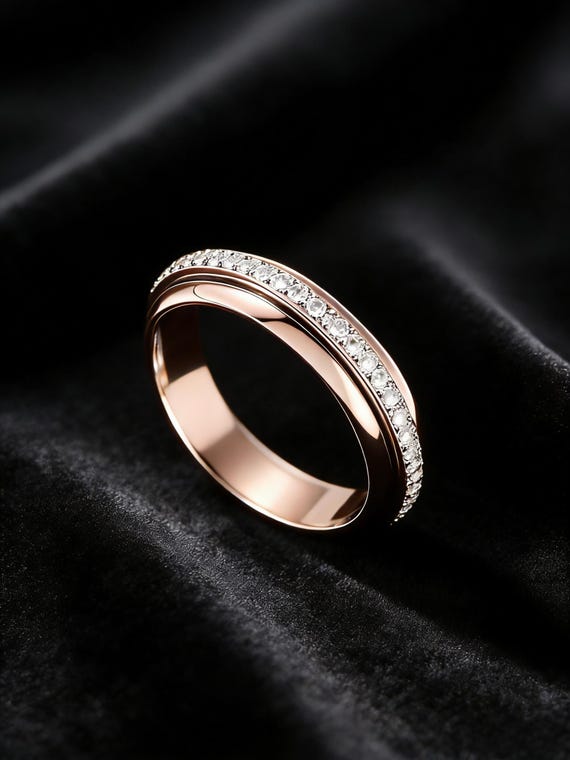 Rose Gold Spinner Engagement Ring Women