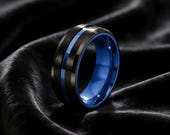 Black Blue Spinner Ring Men — photo 1