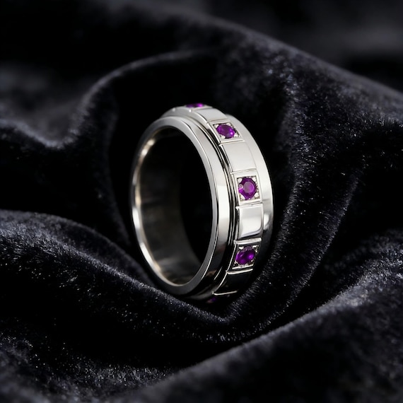 Amethyst Spinner Ring Men