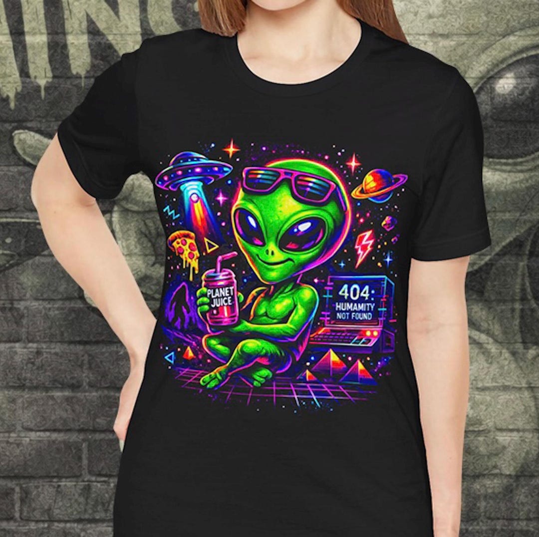 Neon Alien Graphic Shirt | Psychedelic UFO Tee | Trippy Space Art Shirt ...