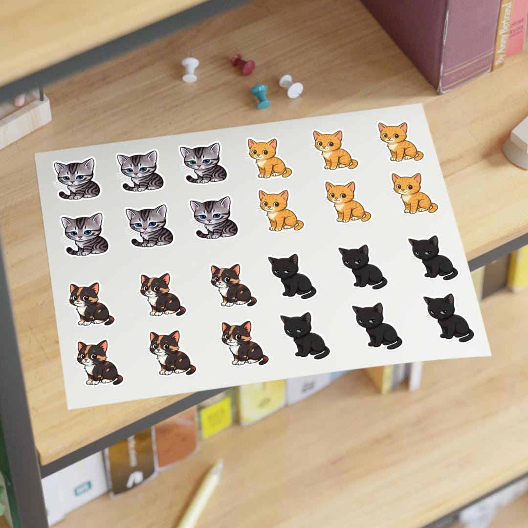 Kawaii Cat Sticker Sheet | Cute Cat Stickers | Pastel Kitty Planner ...