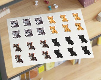Kawaii Cat Sticker Sheet | Cute Cat Stickers | Pastel Kitty Planner Stickers | Journal Scrapbook Laptop Decals