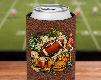 Enfriador de latas para el día del partido de fútbol / Funda para bebidas para el gran partido / Enfriador de latas delgado y para cerveza / Recuerdo para fiesta en el portón trasero
