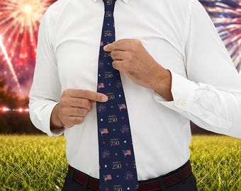 America 250 Necktie | USA 250th Anniversary Tie | Patriotic Fireworks Tie | American Flag Tie | 1776 2026 Celebration Tie | 4th Of July Tie