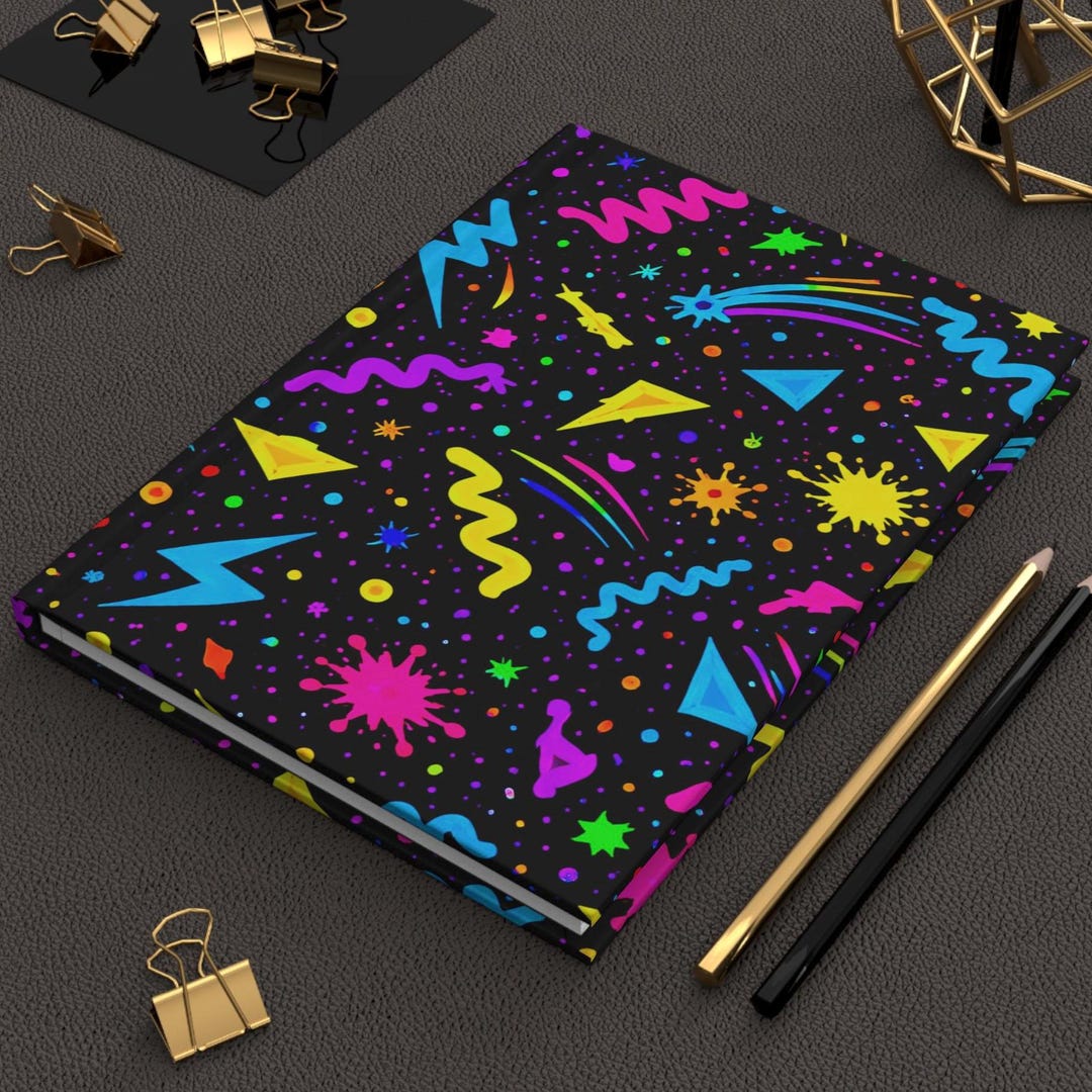 Neon 80s Arcade Hardcover Journal | Retro Gaming Notebook | Vintage ...
