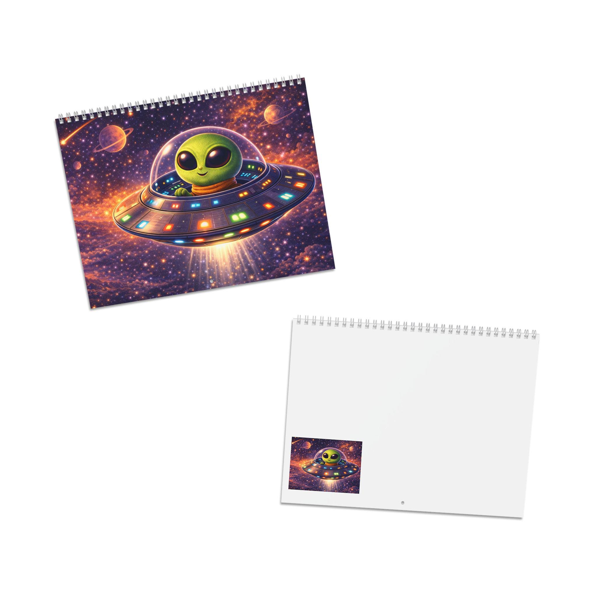 Cute Alien Art Calendar 2026 | Space UFO Wall Calendar | Whimsical Sci ...