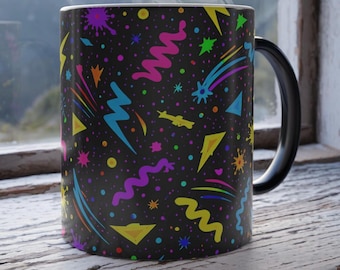 80s Arcade Color Changing Mug 11oz | Retro Neon Heat Reveal Coffee Cup | 90s Aesthetic Magic Mug