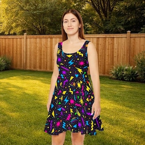 strapless open back dress Carnival Suit - Retro Neon Navy