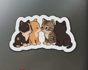 Cute Cartoon Cat Die-Cut Magnet | Fridge Magnet | Cat Lover Gift | Kawaii Kitty Magnet | Adorable Cat Decor for Refrigerator