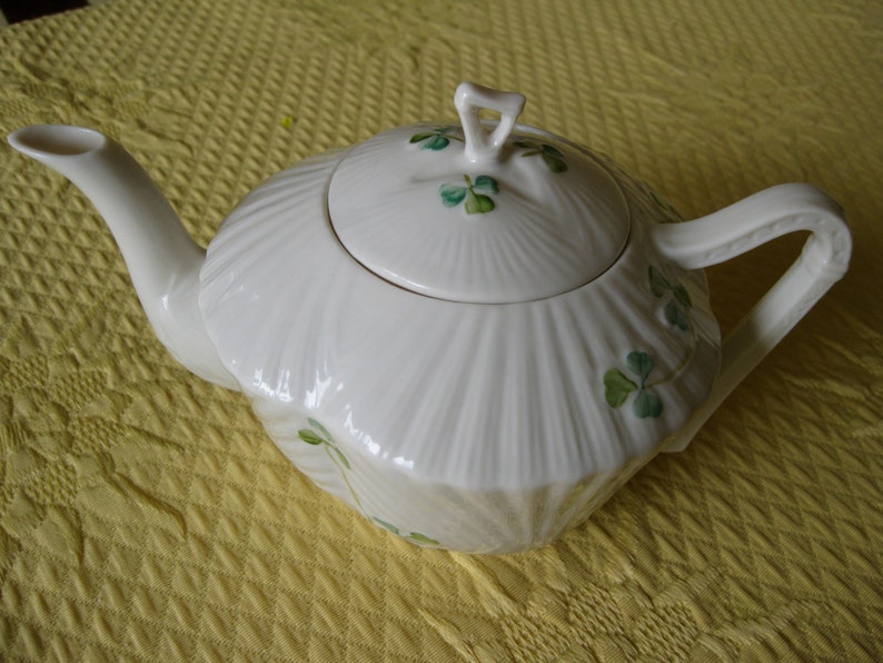 Belleek Small Teapot Shamrocks