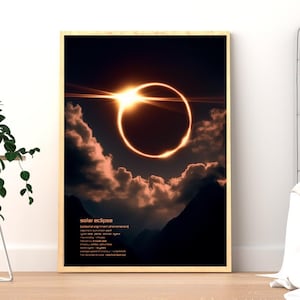 Solar Eclipse Wall Art, Astronomical Alignment Poster, Modern Space Decor, Celestial Event Digital Download