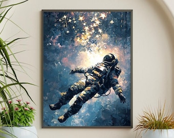 Astronaut Dreamscape Art Print – Surrealistische ruimteillustratie (digitale download)
