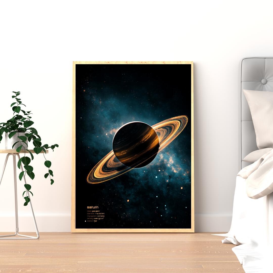 Saturn Tech Data Poster | NASA Style Space Wall Art (digital Download ...
