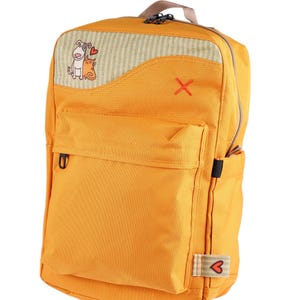 Vegan Leather Backpack, Water Repellent Daypack with Laptop Sleeve, Eco-Friendly School Bag for Women, Travel Backpack, Cat & Dog Patch