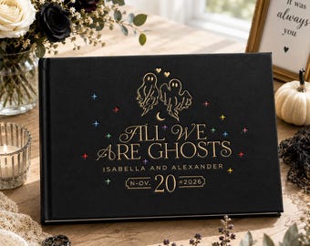 Personalized Gothic Wedding Guest Book, Embroidered Ghost Guest Book, Bridal Sign In Album, Fall Wedding Gift, Spooky Season Keepsake
