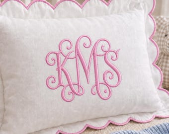 Personalized Embroidered Monogram Pillowcases , Custom Name Nursery Decor Cushion, Baby Room Decor, Dorm Room Pillow, Slumber Party Gift