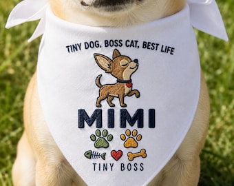 Custom Tiny Dog Boss Cat Pet Life Dog Bandana, Pet Gift With Name For Dog Mom, New Puppy Gift Idea, Birthday Dog Bandana, Pet Lover Gift