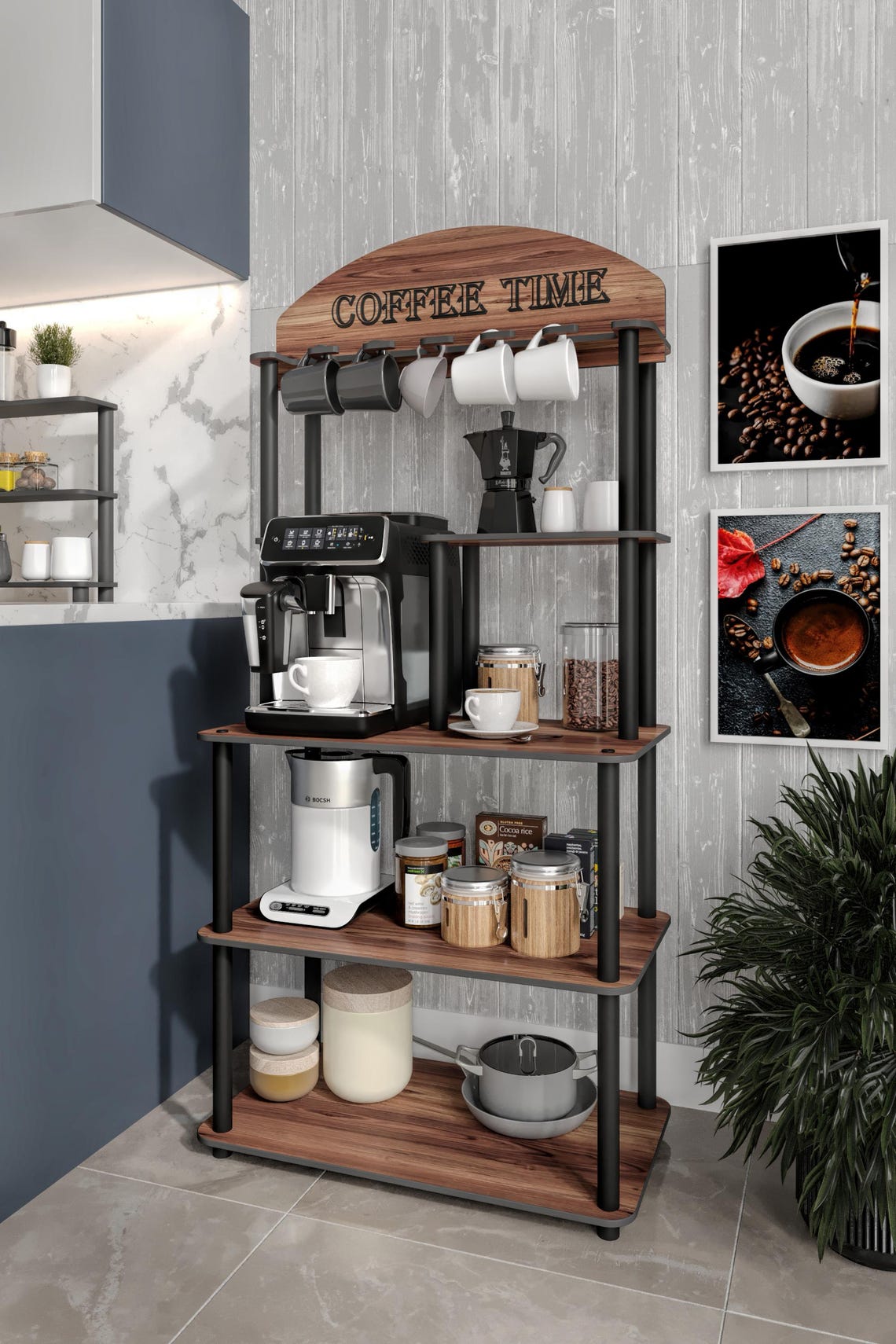 Modern Coffee Corner Multi Shelf Rack - Etsy