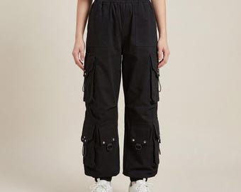 Black Cargo Pants | Women's High Street Utility Trousers