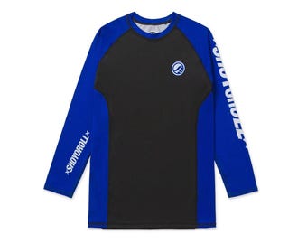 Completo Shoyoroll Azure composto da rash guard e pantaloncini – Abbigliamento tecnico per BJJ No-Gi.