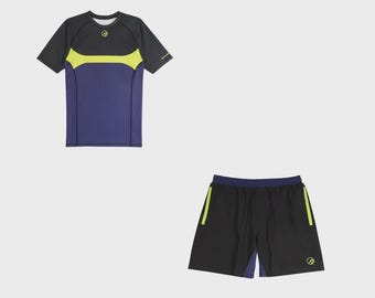 Completo Shoyoroll Sapphire BJJ composto da rashguard e pantaloncini – Abbigliamento tecnico No-Gi per una vestibilità perfetta in palestra