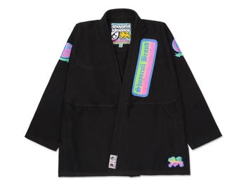 Shoyoroll Lotto n. 149: Kimono da jiu-jitsu nero sfumato retrò, uniforme da grappling con borsa