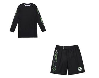 Completo Shoyoroll Retro Camo composto da rash guard e pantaloncini / Abbigliamento sportivo per BJJ No-Gi
