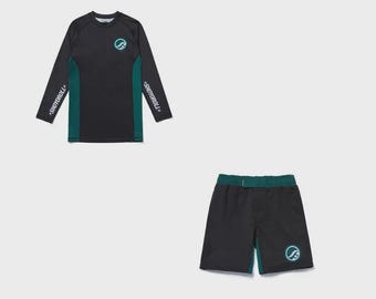 Completo Shoyoroll BJJ No-Gi composto da rash guard e pantaloncini – Abbigliamento sportivo performante per la palestra