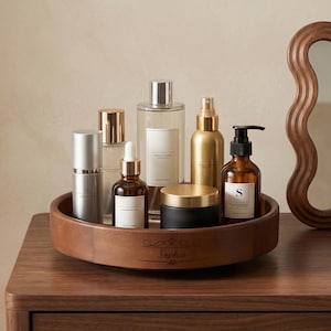 Mothers Day Gift,Gift for her,Bridal Gifts Idea,Rotating Cosmetics Storage TrayMakeup & Perfume Organizer for Desktop,Room Storage Container