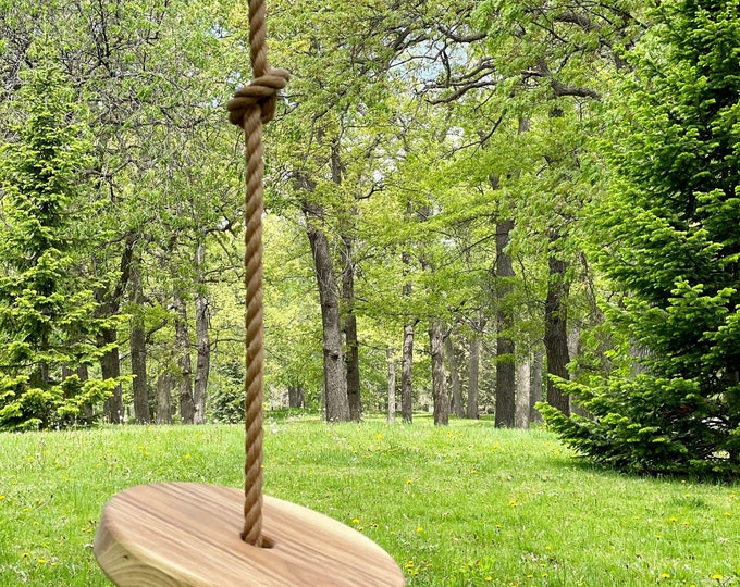 Round Tree Swing W/knotted Rope and Hanging Hardware Etsy