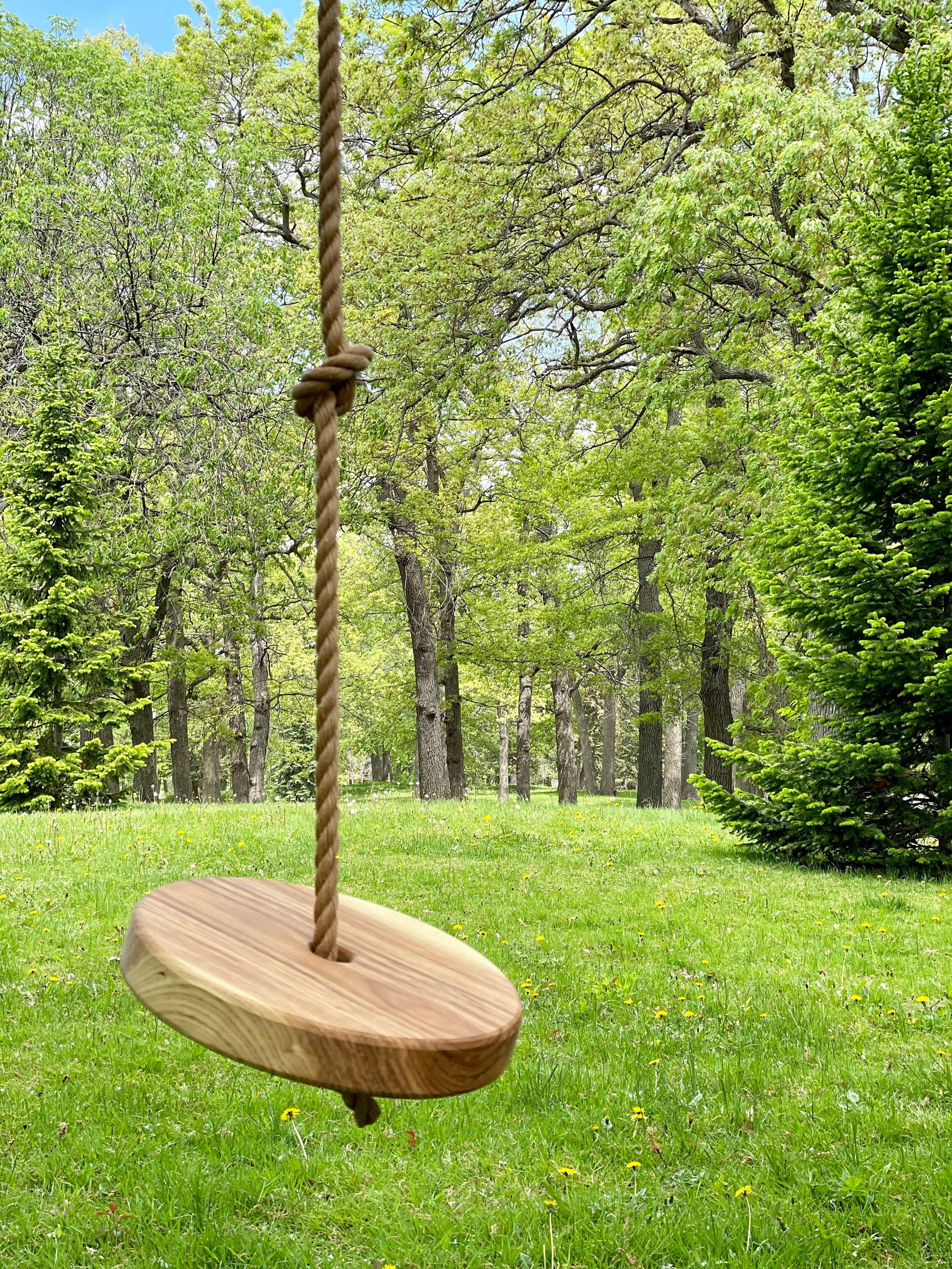 Round Tree Swing W/knotted Rope and Hanging Hardware 