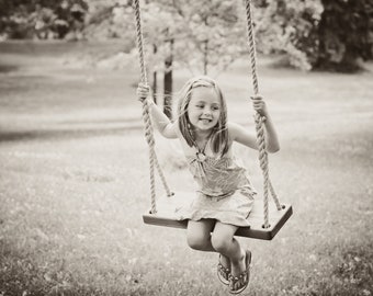 Handmade Ash Wood Tree Swing: Reclaimed Hardwood Rope Swing