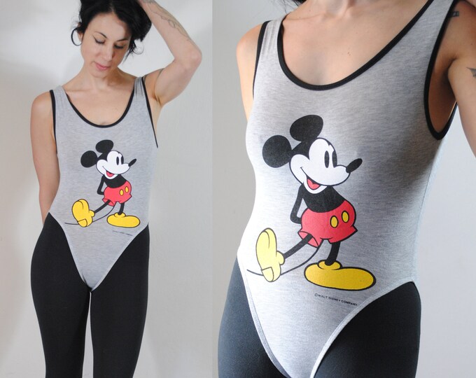 Disney Workout Wear Mickey Mouse 80s Onesie Stretch Suit Soft Cotton