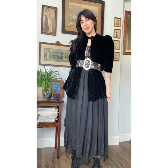 Vintage 30s 40s Black Silk Velvet Evening Jacket … - image 7